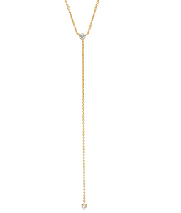 Gold Y- Necklace with CZ Accents