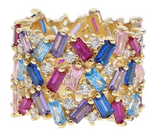Load image into Gallery viewer, Stacie Rainbow Baguette Ring