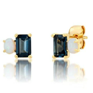 CZ and Opal Simple Stud Earring