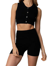 Load image into Gallery viewer, Button Down Crop Vest: Black