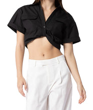 Load image into Gallery viewer, Cropped Pocket Shirt: Black