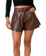 Load image into Gallery viewer, Faux Leather Shorts: Brown