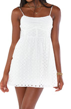 Load image into Gallery viewer, Out Of Town Mini Dress: White Eyelet