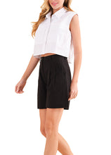 Load image into Gallery viewer, Sleeveless Collared Crop Shirt: White