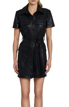 Load image into Gallery viewer, Short Sleeve Greyson Dress in Faux Leather