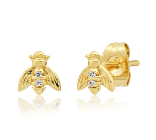 Bee Stud with CZ Accents