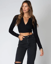 Load image into Gallery viewer, The Zip Up Crop in Black