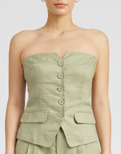 Button Front Bustier Tube Top