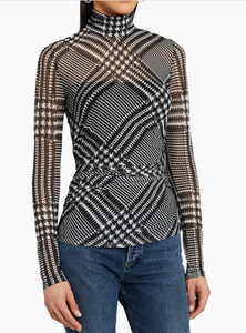 Long Sleeve Dominique Top In Printed Mesh