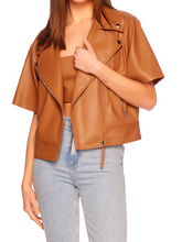 Load image into Gallery viewer, Faux Leather SS Crop Moto Jacket