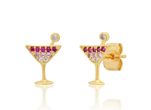Martini Glass Studs with Ombre Stone Accents