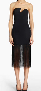 Strapless Puzzle Dress With Fringe
