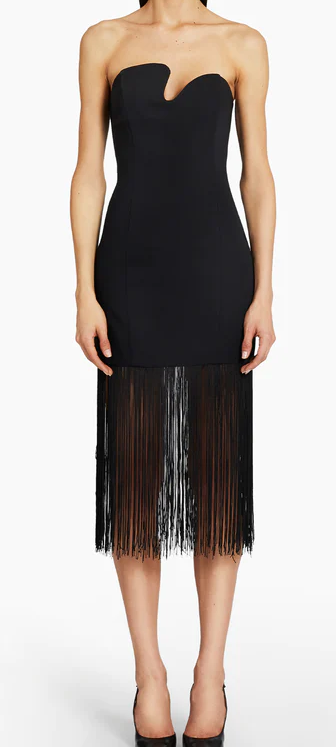 Strapless Puzzle Dress With Fringe