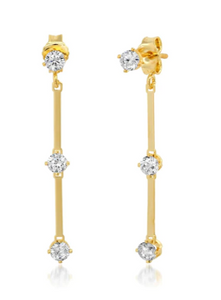 Front/Back Linear Bar and CZ Earring