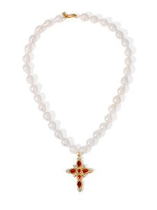 The Aalia Pearl Cross Necklace