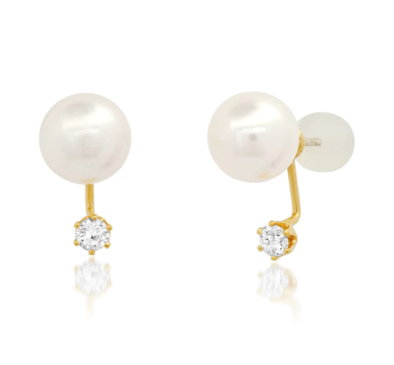 Large Pearl and CZ Ear Jacket