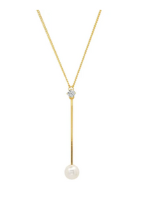 Pearl and CZ Chain Y Necklace