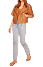 Load image into Gallery viewer, Faux Leather SS Crop Moto Jacket