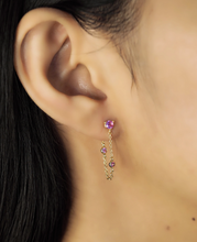Load image into Gallery viewer, Multi Pink CZ Chain Wrap Earrings