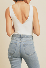 Load image into Gallery viewer, Plunging Neck Bodysuit: White