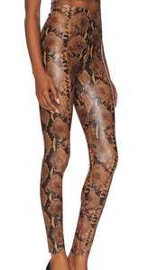 Faux Leather Animal Legging: Tawny Python