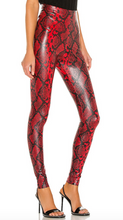 Load image into Gallery viewer, Faux Leather Animal Legging: Red Snake