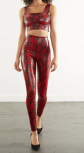 Load image into Gallery viewer, Faux Leather Animal Legging: Red Snake
