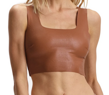 Load image into Gallery viewer, Faux Leather Square Neck Crop Top: Cocoa