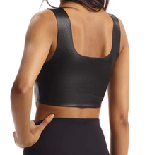 Load image into Gallery viewer, Faux Leather Square Neck Crop Top: Black