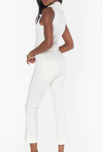 Jacksonville Cropped Jumpsuit: Pearly White