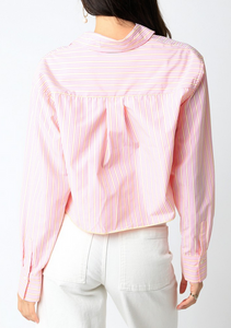 Cropped Business Top: Pink/Yellow
