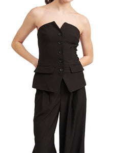 Button Front Bustier Tube Top