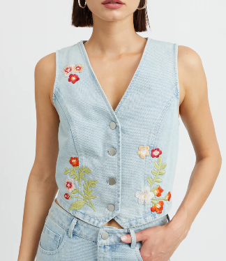 Denim Embroidery Vest ISA1926T-1