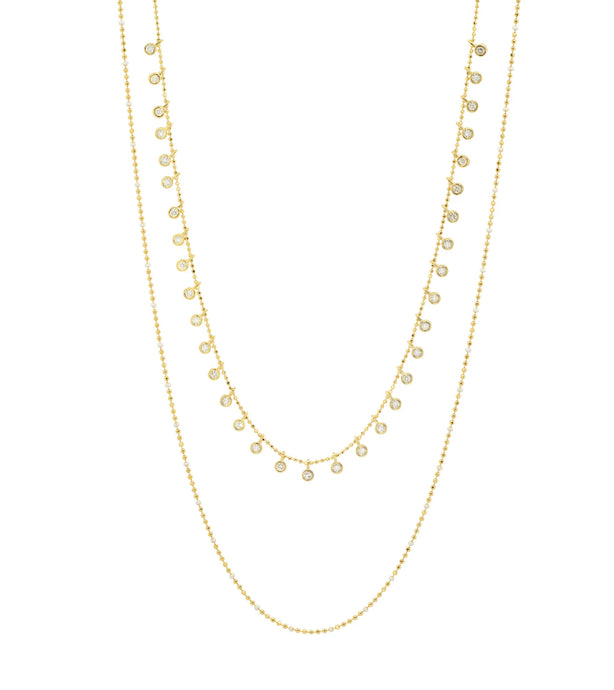 Mixed Chain Double Prelayered Necklace w/ CZ Detailing STN-4458