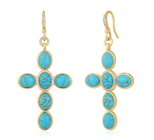 Load image into Gallery viewer, The Turquoise Cross Earrings
