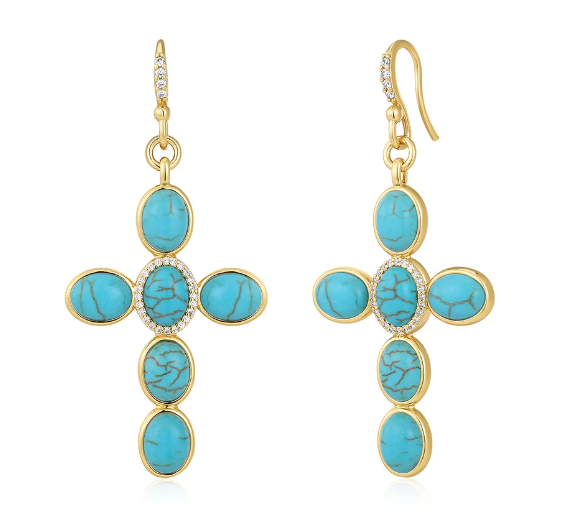 The Turquoise Cross Earrings