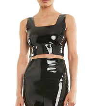 Load image into Gallery viewer, Faux Patent Leather Crop Top