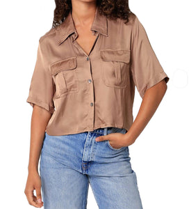 Open Front Button Down Top
