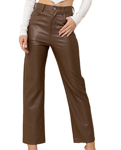 PU Leather Pants: Brown